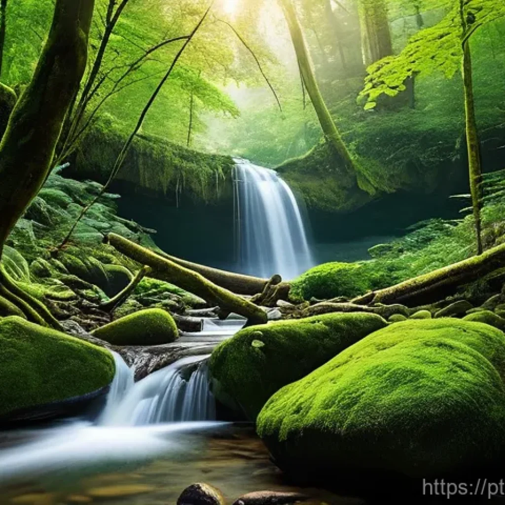 음향치료에서의 시각적 요소 활용하기 - **Prompt 1: Serene Forest & Waterfall Retreat**
"A breathtakingly serene and lush green forest s...