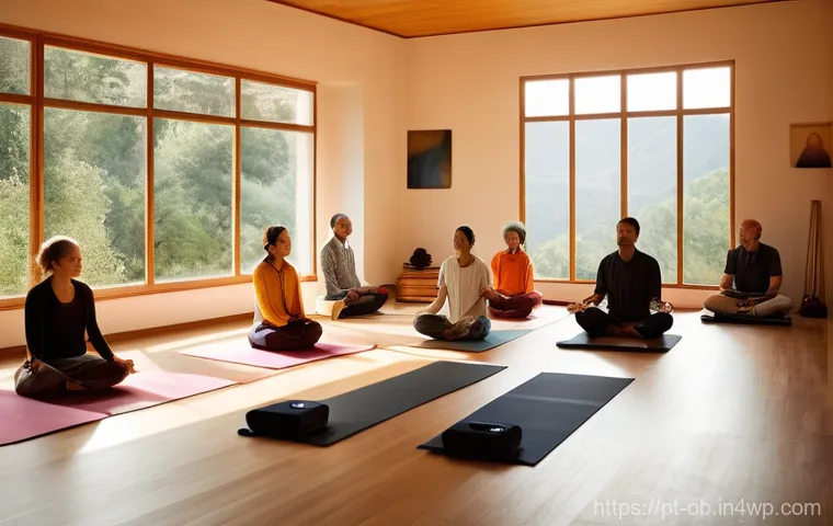 음향치료와 사회적 통합 - **Prompt 1: Serene Community Sound Bath**
A diverse group of adults, wearing comfortable, modest...
